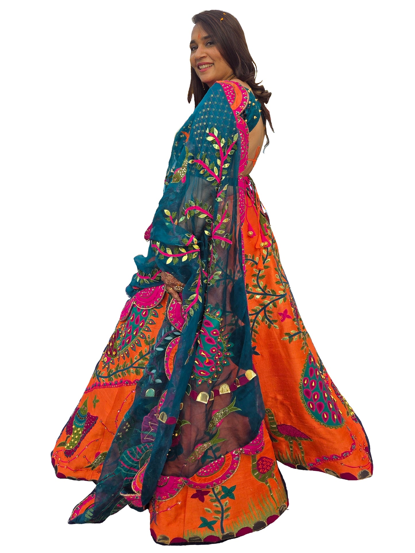Vermillion Peacock Lehenga